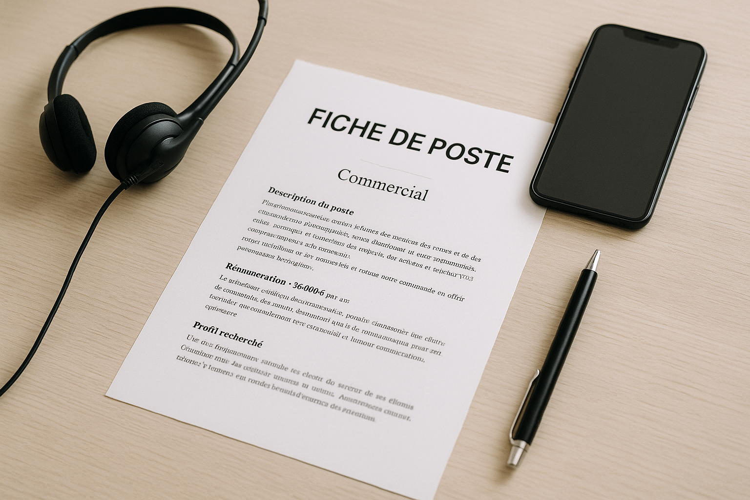 Aperçu — Fiche de poste commercial : exemple et modèle